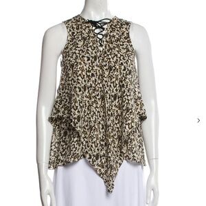 Derek Lam 10 Crosby 100% Silk Printed Blouse Top Sleeveless US Womens Size 0